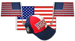 Fanset USA Fahne Cap zwei Autofahnen