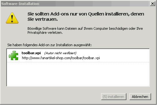 Installation der Fanartikel-Shop.com Toolbar Installation der Fanartikel-Shop.com Toolbar