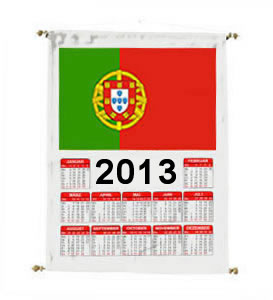 Drapery calendar with national flag
